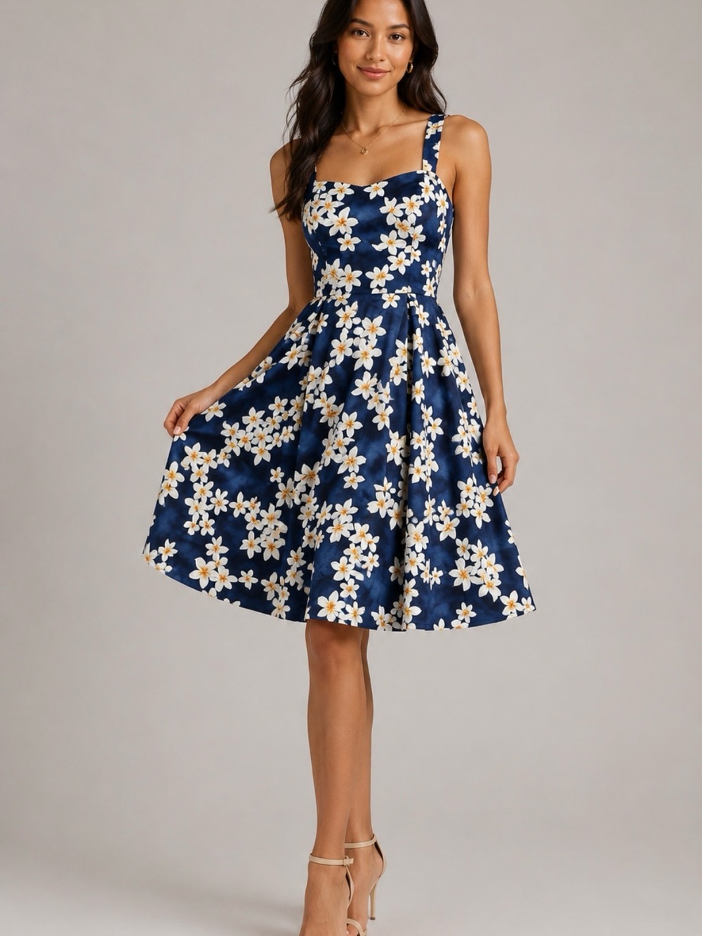Royal Hawaiian Made in Hawaii Bright Pink Floral Sweetheart Cotton Midi Dress
